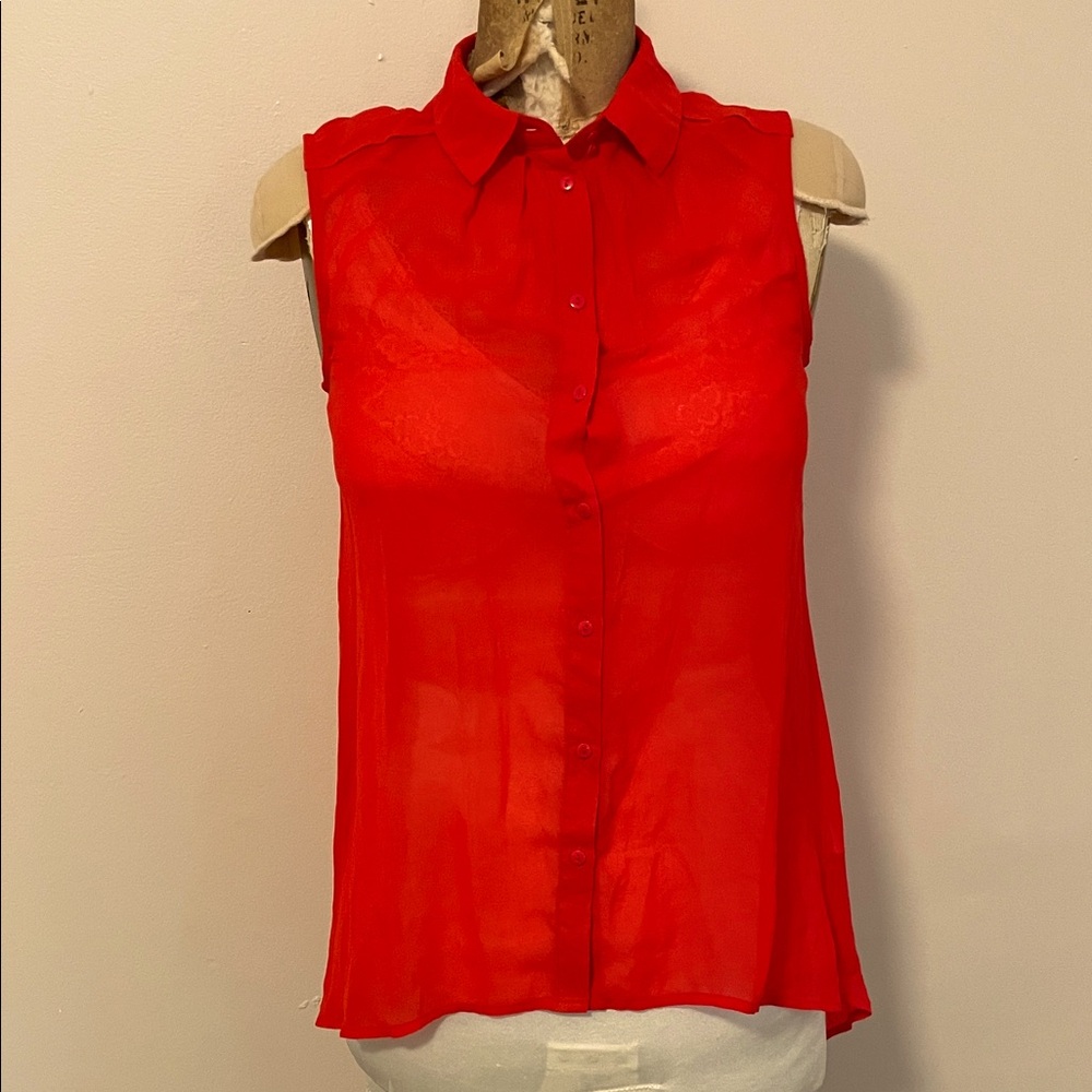 H&M Vibrant Red Sleeveless Blouse